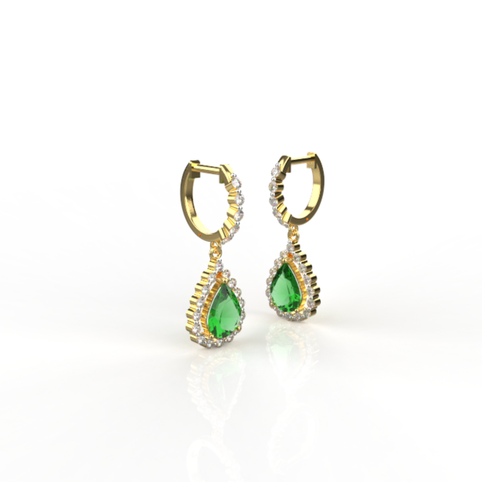 Avarta Jewellery 18k Gold Dangler Earring With Lab Grown Diamond and Emerald - Image 3